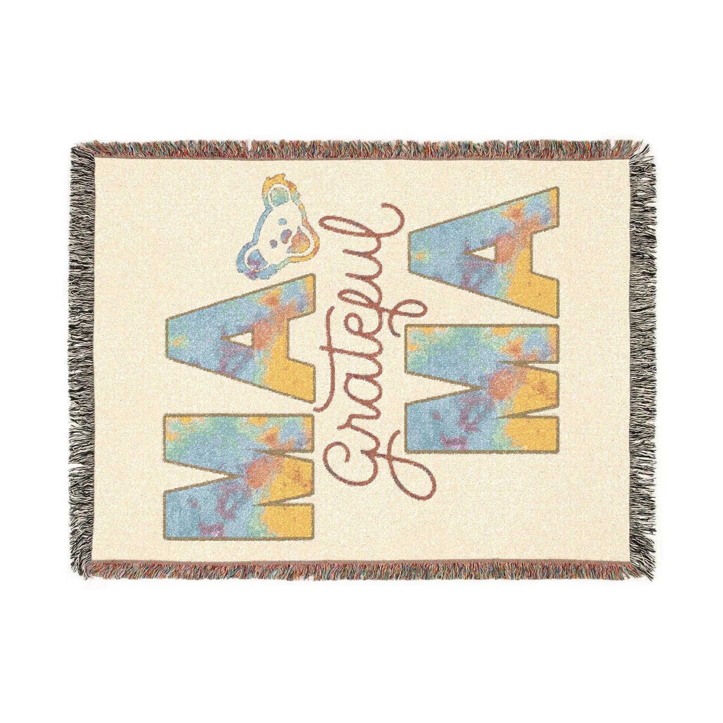 Grateful Mama Grateful Dead Bear Tie Dye Blanket | Woven Tapestry Throw