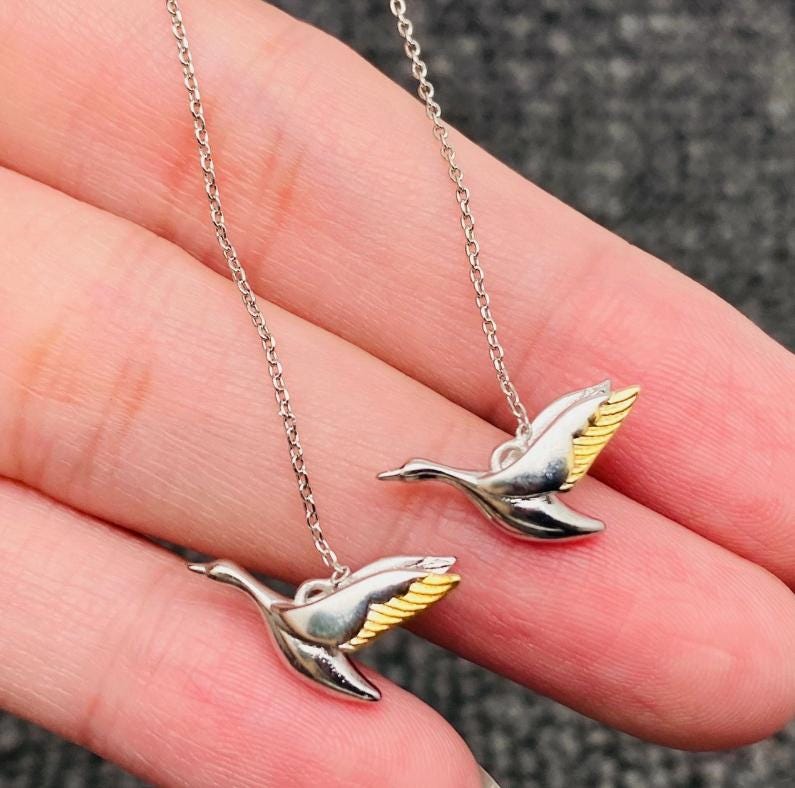 Flying Goose, Threader Earrings, Goose the band