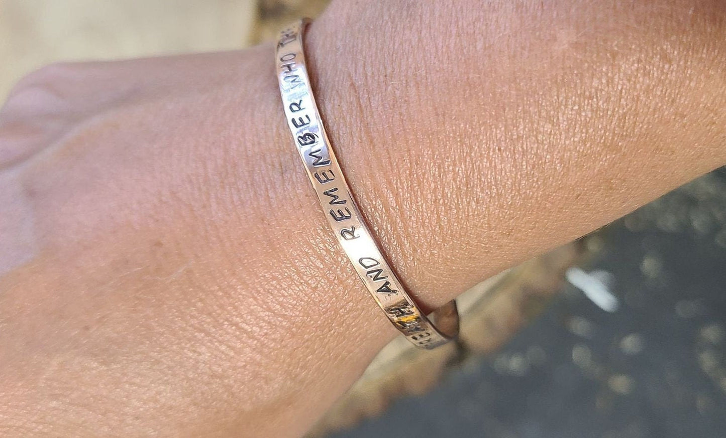 Take a Deep Breath and Remember Who The Fuck You Are -  Copper or brass gold Cuss Cuff. swearing, adult, stackable Bangle Bracelet
