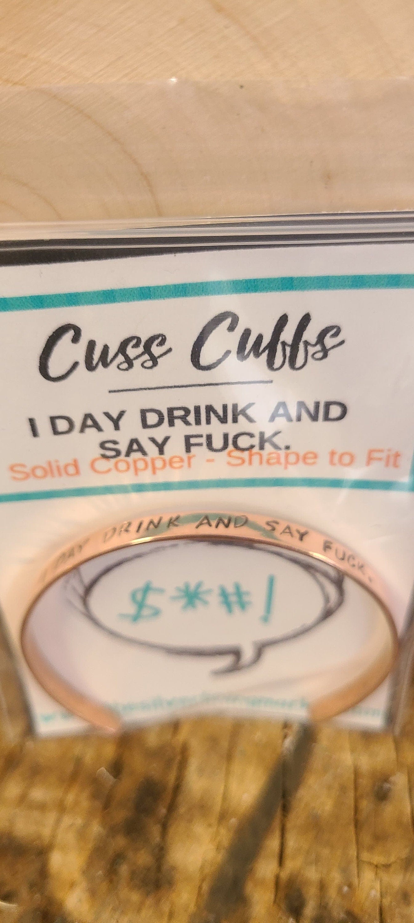 I Day Drink and Say Fuck - Copper or brass gold Cuss Cuff. swearing, adult, stackable Bangle Bracelet
