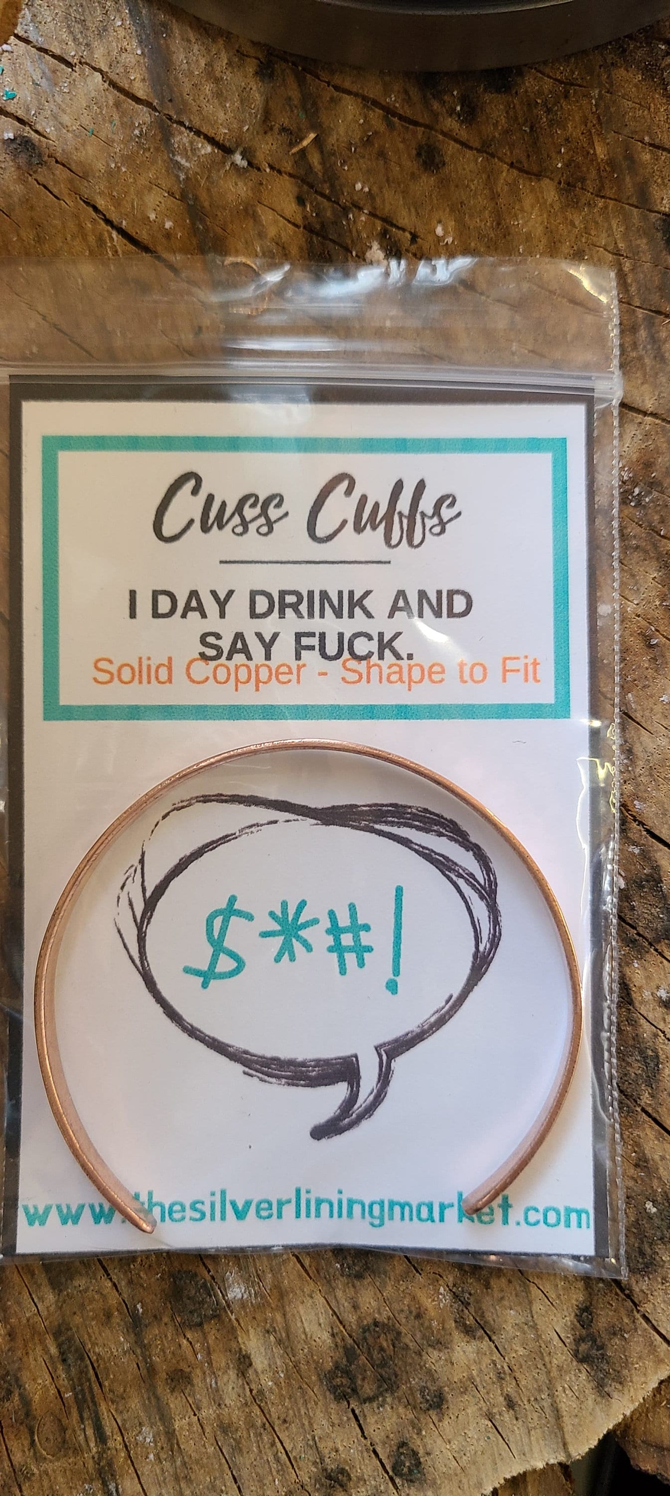 I Day Drink and Say Fuck - Copper or brass gold Cuss Cuff. swearing, adult, stackable Bangle Bracelet