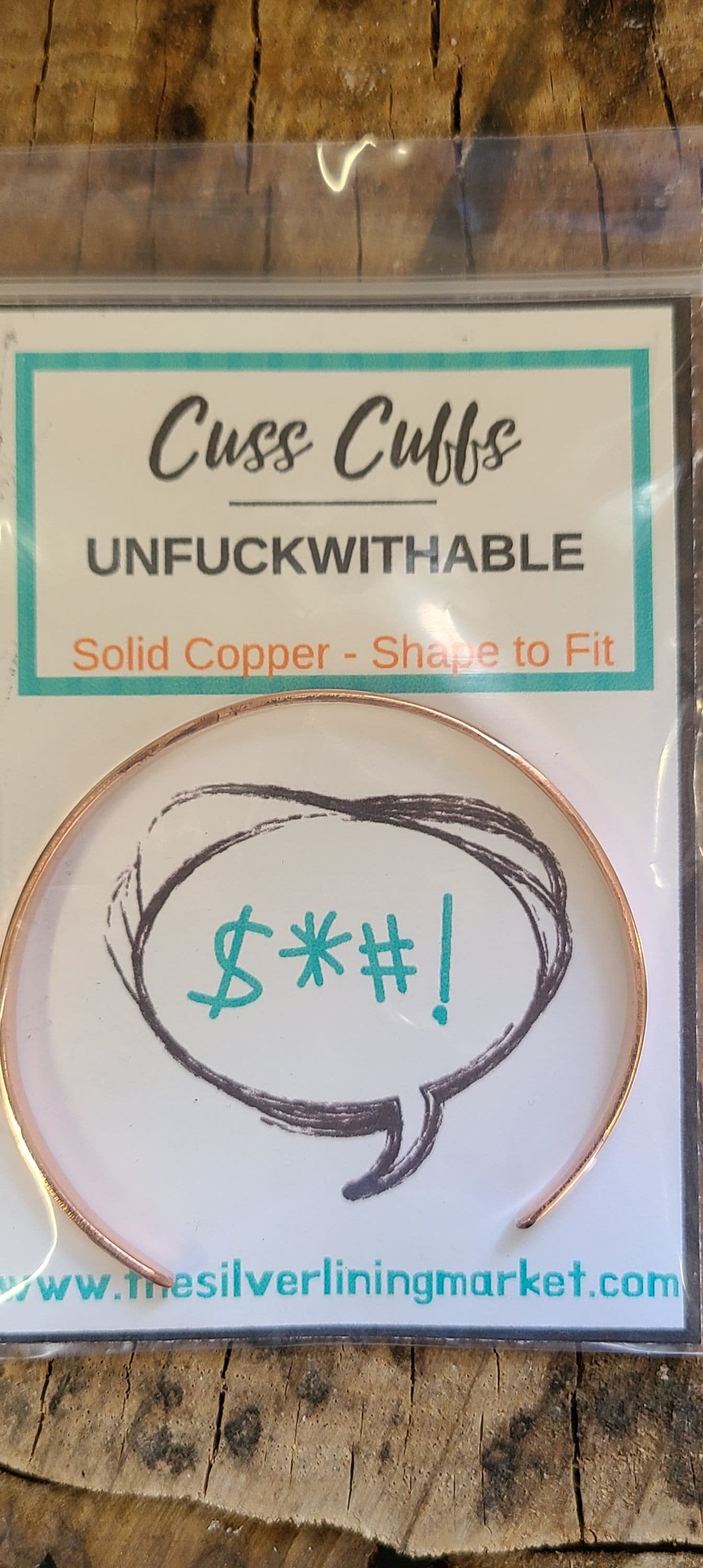 UNFUCKWITHABLE - Copper or brass gold Cuss Cuff. swearing, adult, stackable Bangle Bracelet