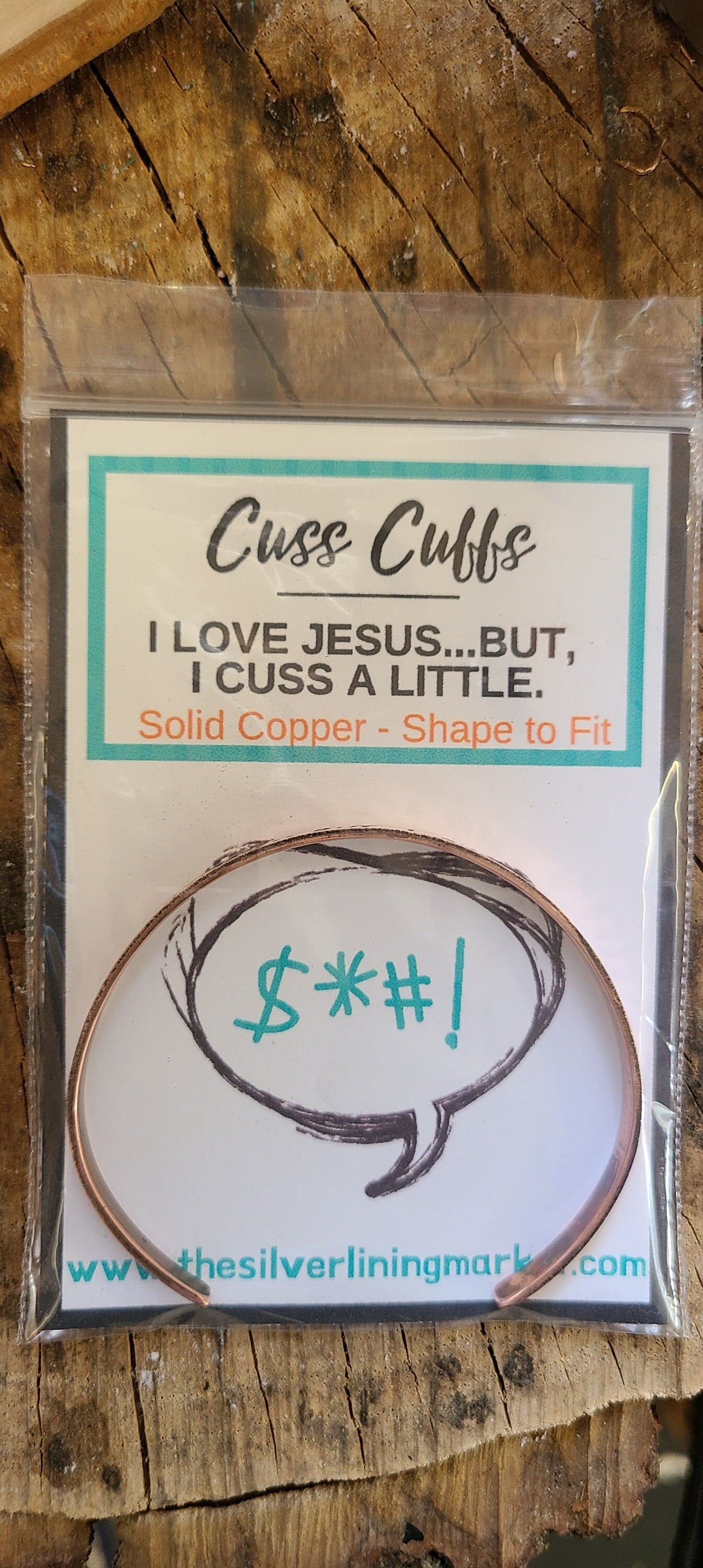 I Love Jesus...But, I Cuss A Little.  Copper or brass gold Cuss Cuff. swearing, adult, stackable Bangle Bracelet