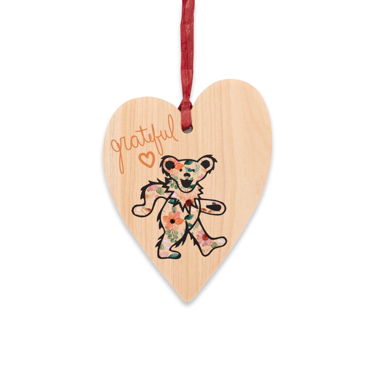 Grateful, Grateful Dead, Grateful Bear, Magnet, Wooden Ornament, Floral, boho, Dead head, gift, Christmas, rearview mirror, fridge magnet