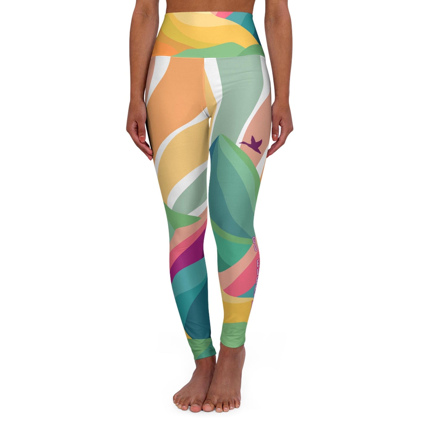 Yoga Leggings, Go Everywhere Feel Everything, High Waisted, Western Sun Design, Goose the Band, Adventure Pants, Traveler Gift