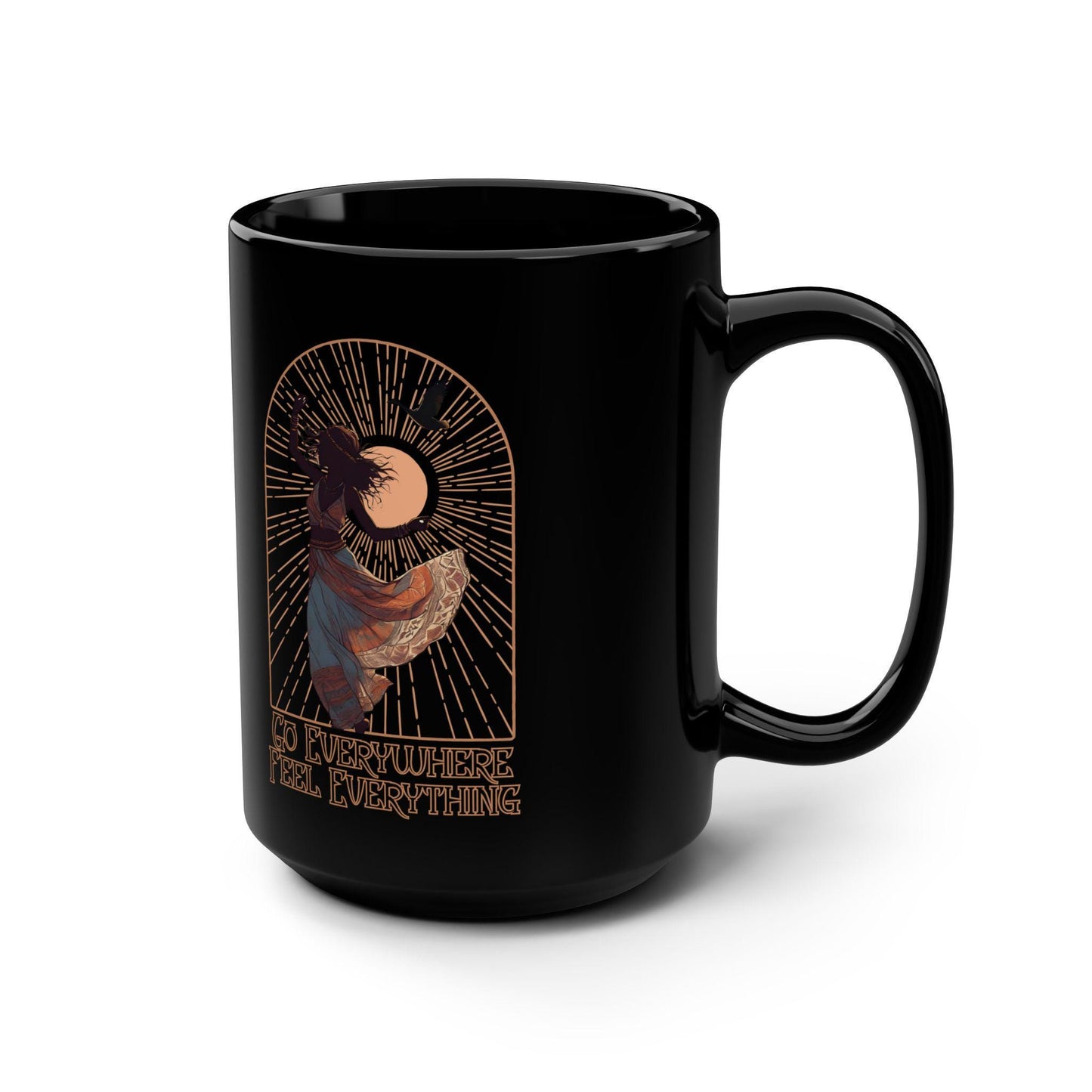 Mug, Go Everywhere Feel Everything Western Sun Goose Band Coffee Tea Ceramic, Gift for Traveler Music Lover, Kitchen Decor, Holiday Gift