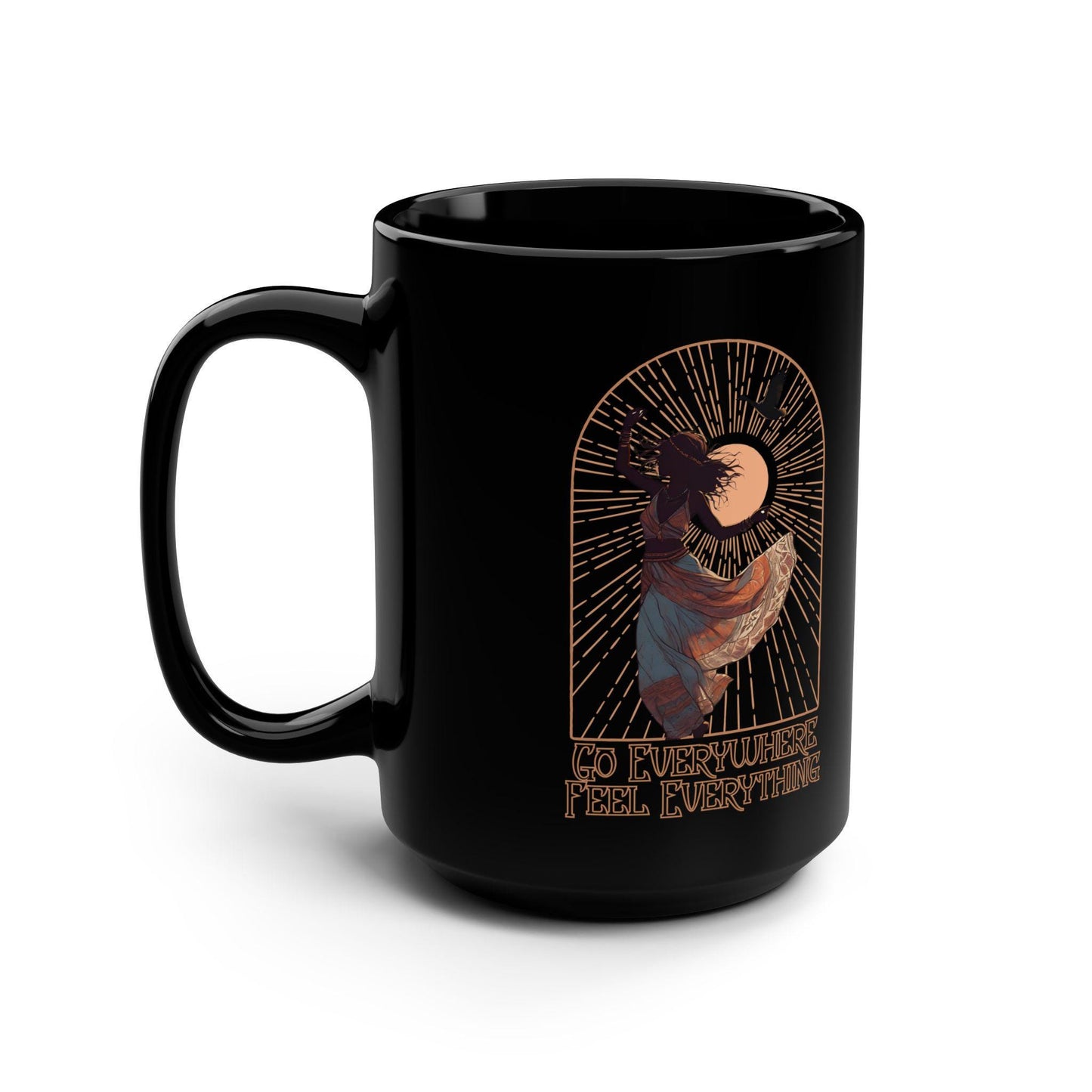Mug, Go Everywhere Feel Everything Western Sun Goose Band Coffee Tea Ceramic, Gift for Traveler Music Lover, Kitchen Decor, Holiday Gift