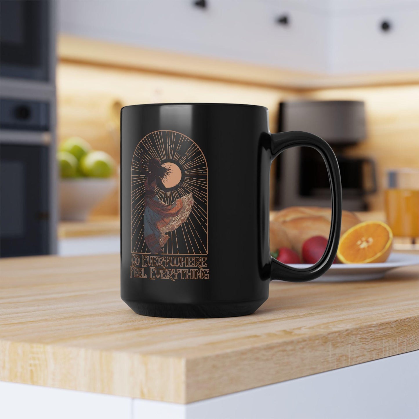 Mug, Go Everywhere Feel Everything Western Sun Goose Band Coffee Tea Ceramic, Gift for Traveler Music Lover, Kitchen Decor, Holiday Gift