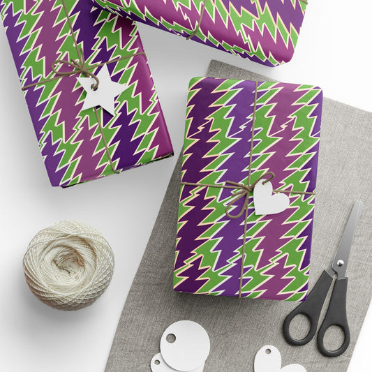 Wrapping paper, lightening bolt, zigzag, 13 point, Grateful Dead Inspired wrapping paper, christmas, holiday