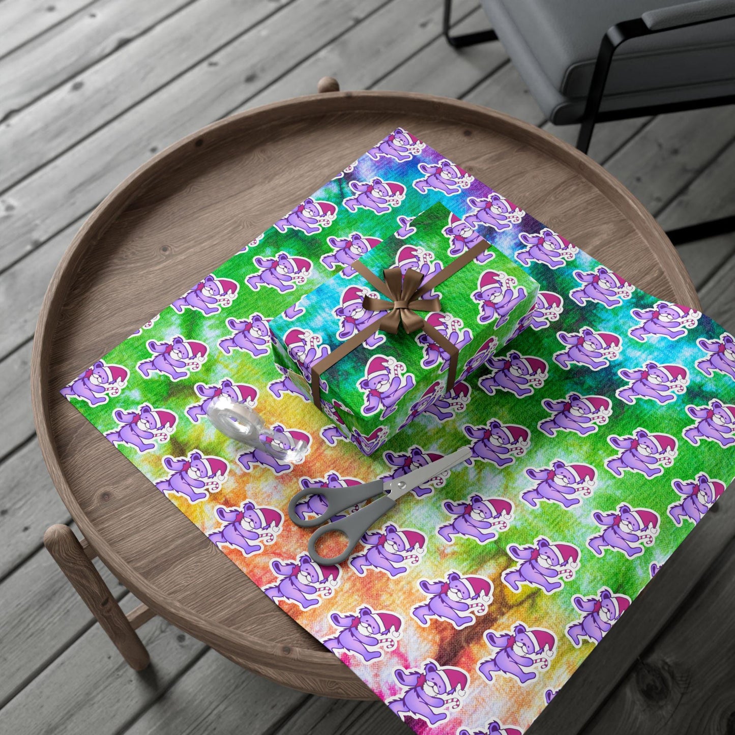 Wrapping Paper, The Dead Dancing Bear Tie Dye Christmas Gift Wrap, Grateful Dead Inspired, Holiday Paper Roll, Festive Gift Wrap Sheets,