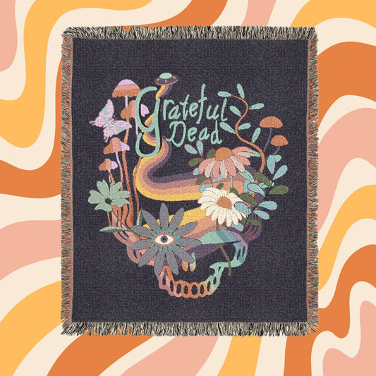 Blanket, throw, tapestry, Inspired Dead Head Flower Steelie Botanical