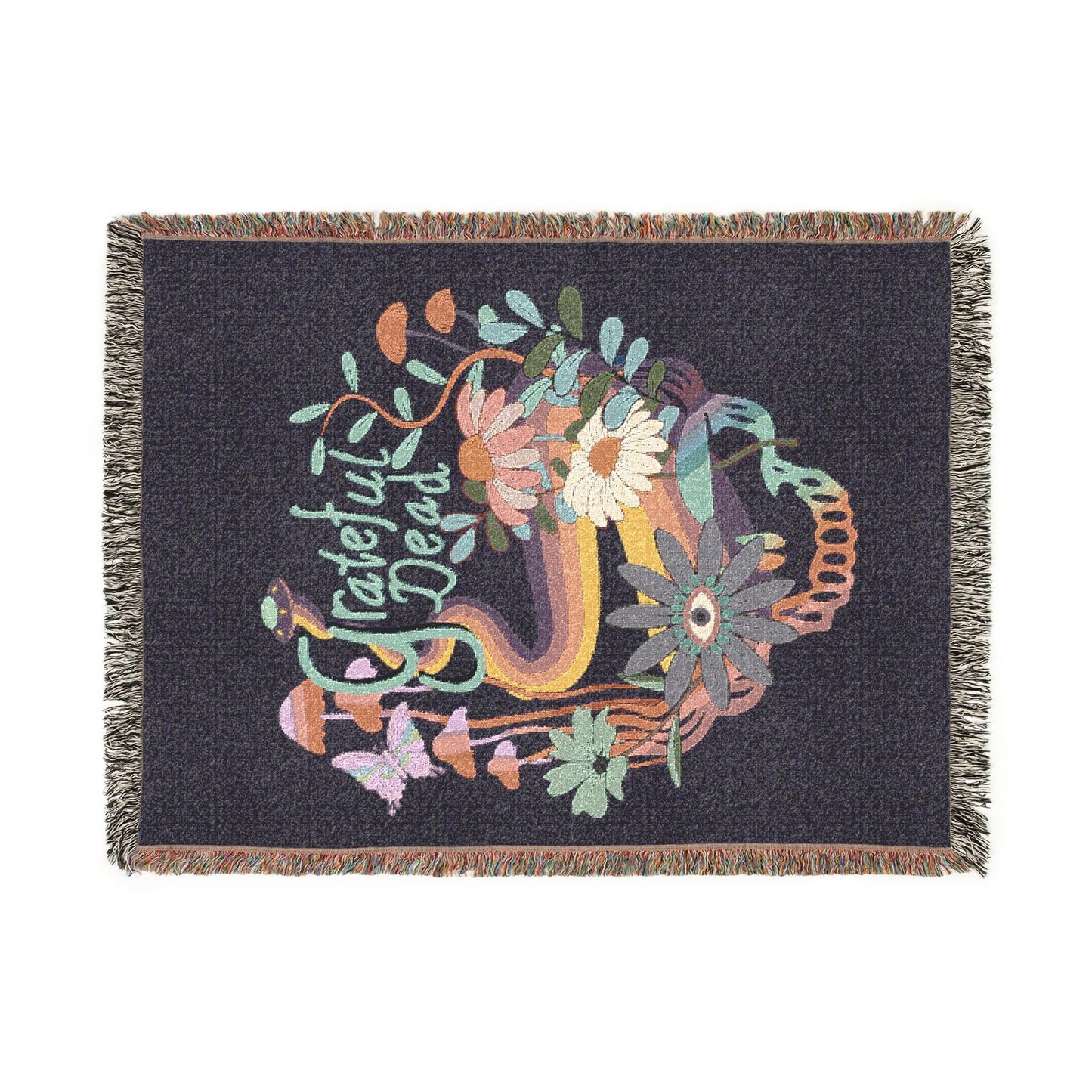 Blanket, throw, tapestry, Inspired Dead Head Flower Steelie Botanical