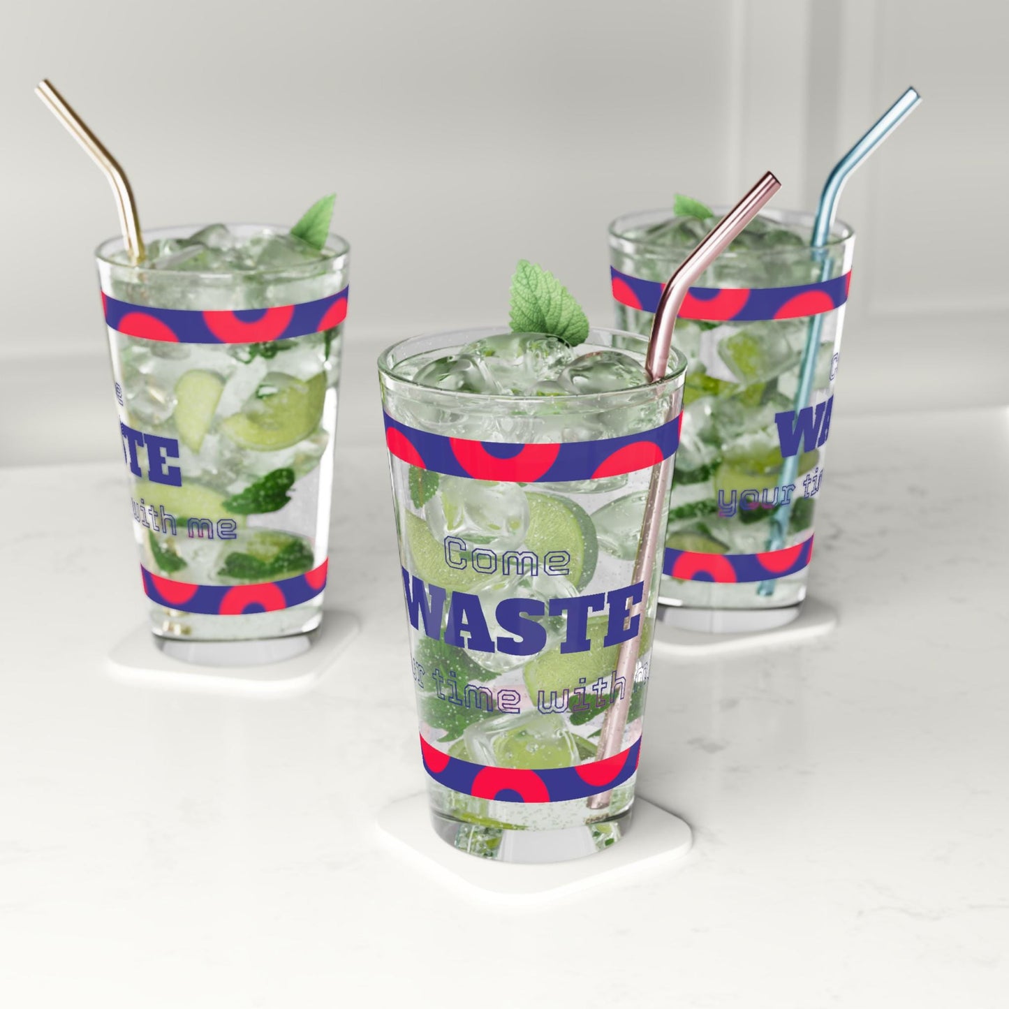 Come Waste Time With Me, Phish, Pint Glass | 16oz Printed Beer Glass