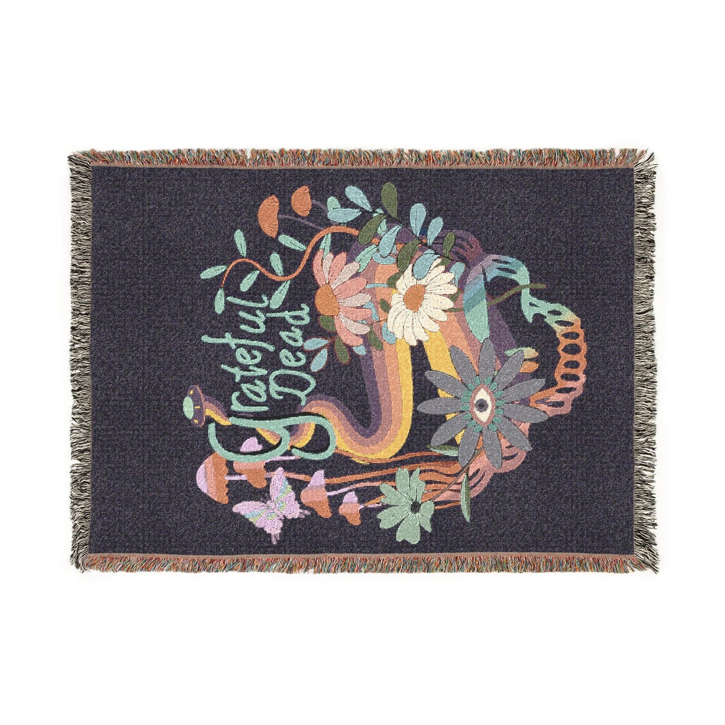 Blanket, throw, tapestry, Inspired Dead Head Flower Steelie Botanical