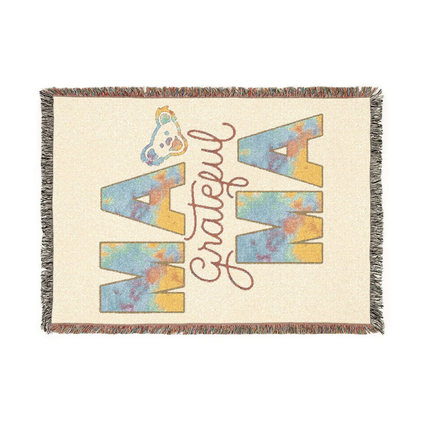 Grateful Mama Grateful Dead Bear Tie Dye Blanket | Woven Tapestry Throw