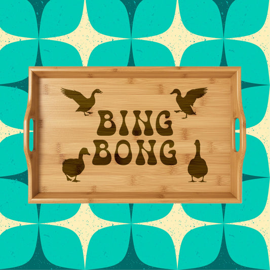 Goose Band Bing Bong engraving Bamboo Serving Tray Dustin Hoffman, Engraved Wood Charcuterie