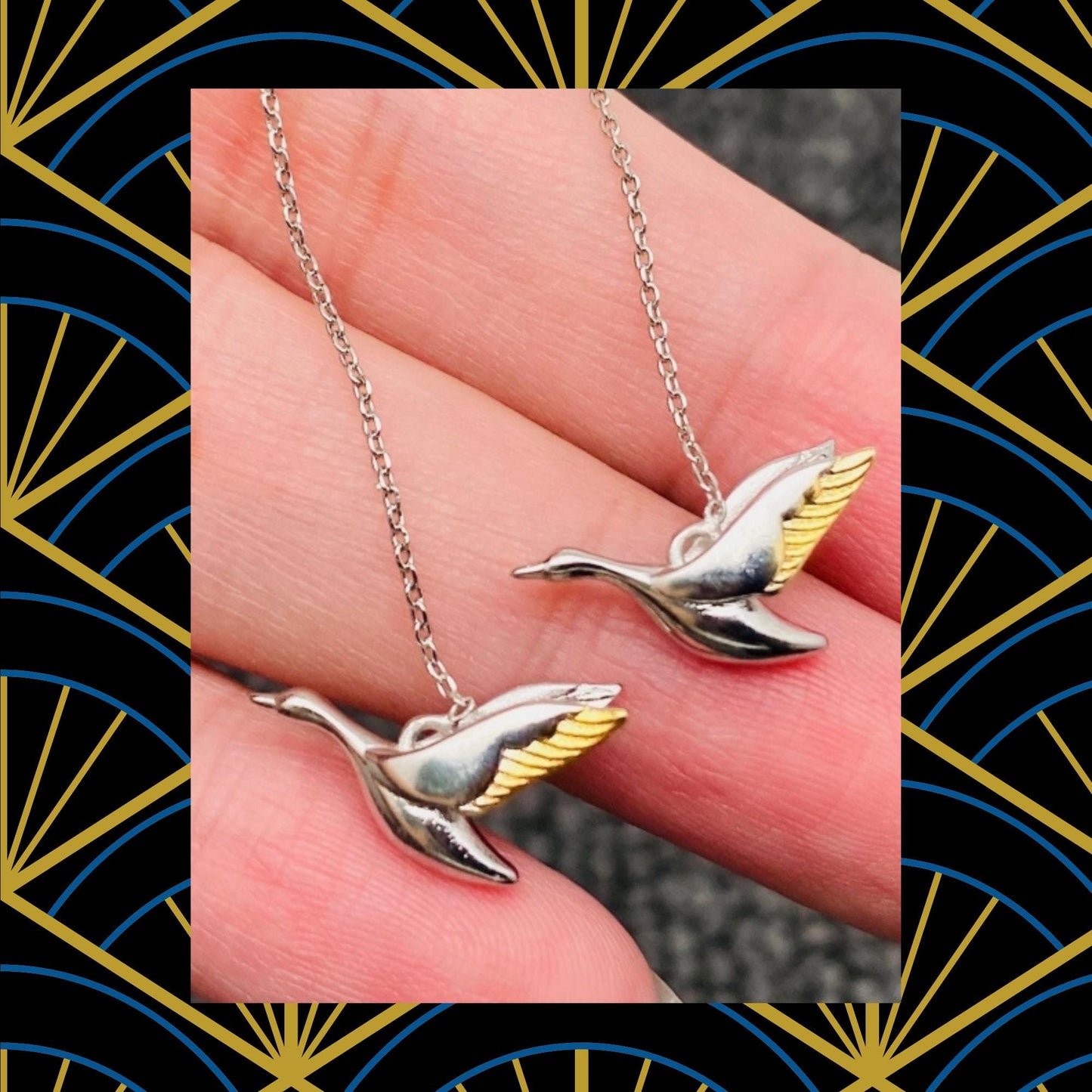 Flying Goose, Threader Earrings, Goose the band