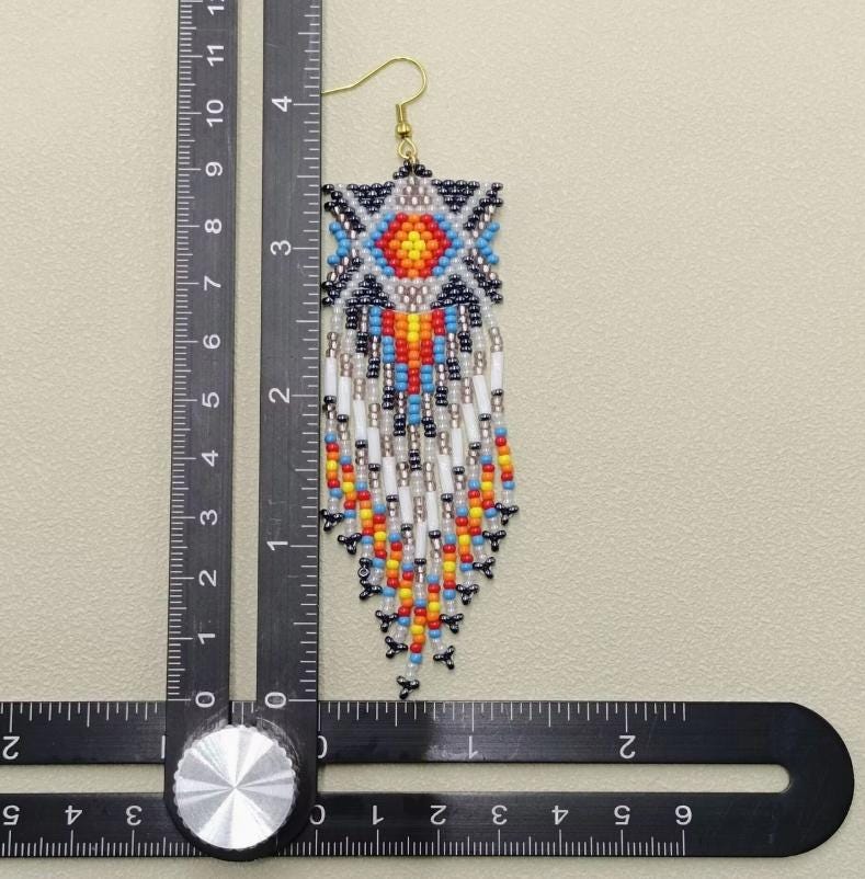 retro, bohemian, seed bead fringe earrings