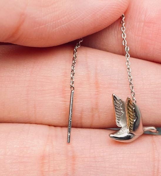 Flying Goose, Threader Earrings, Goose the band